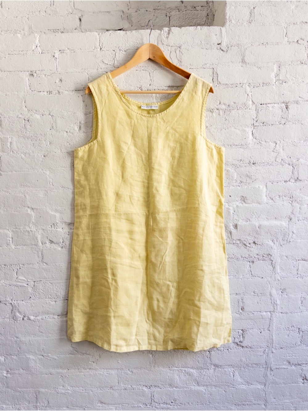 bryn Walker Yellow Linen Sleeveless Mini Dress